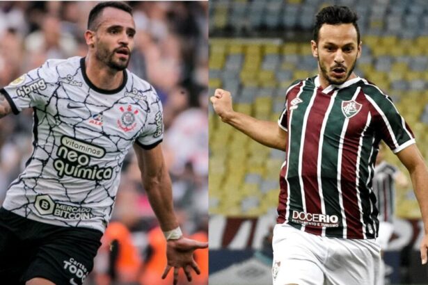 Renato Augusto (Corinthians) e Yago Felipe (Fluminense) em uma montagem