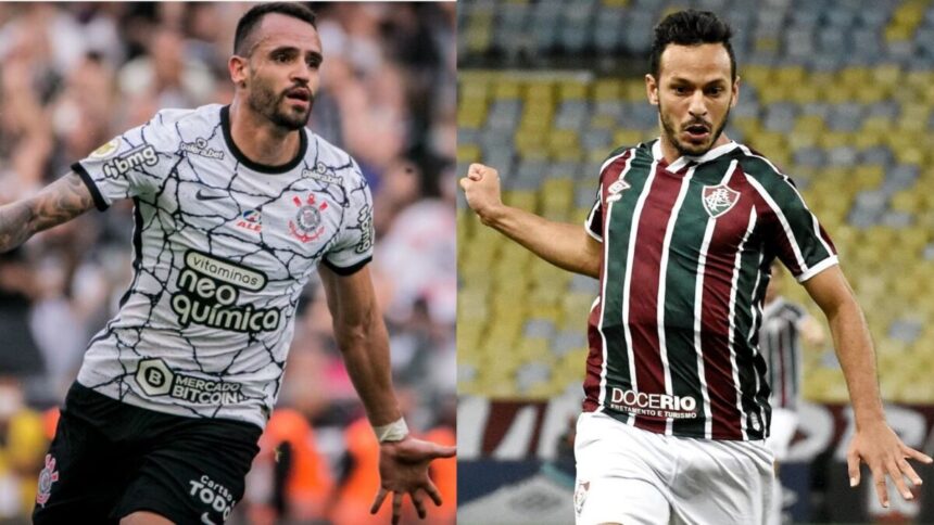 Renato Augusto (Corinthians) e Yago Felipe (Fluminense) em uma montagem