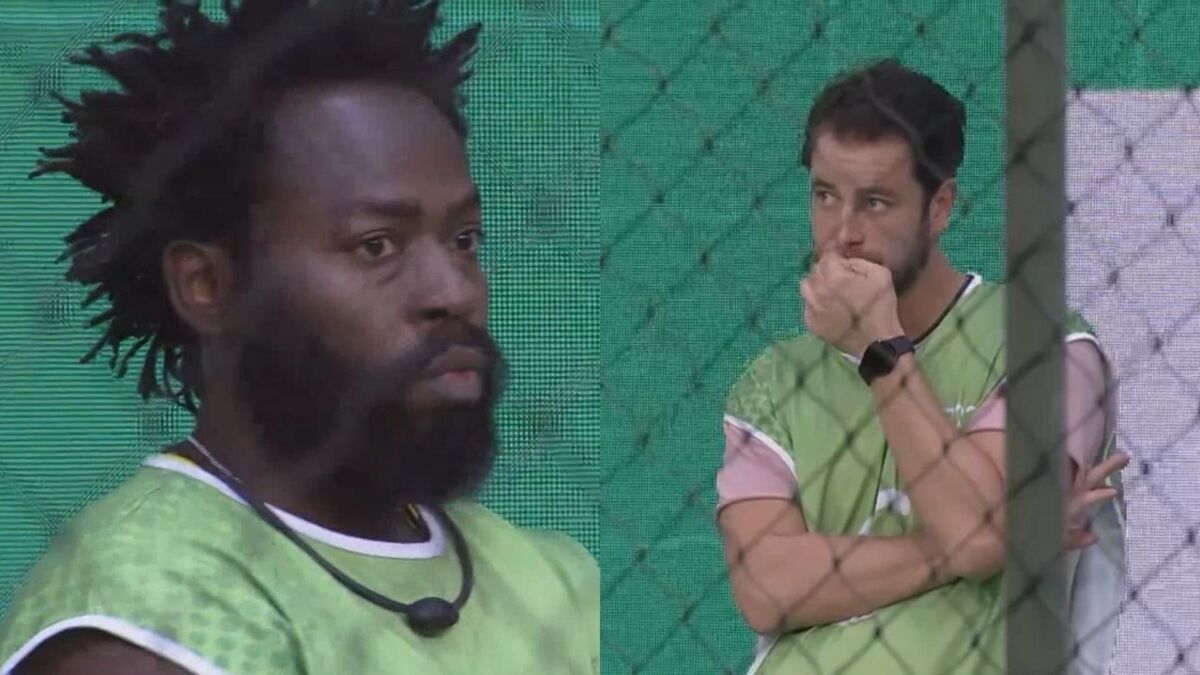 Douglas com o samblante fechado ao sbaer da eliminação. Gustavo coloca a mão na boca