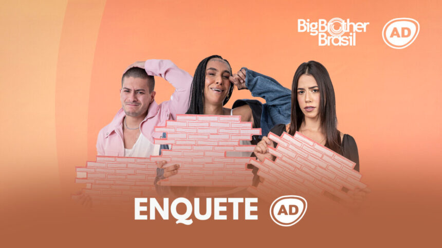 Arte da enquete do sexto Paredão do BBB 22 com Arthur Aguiar, Linn da Quebrada e Larissa