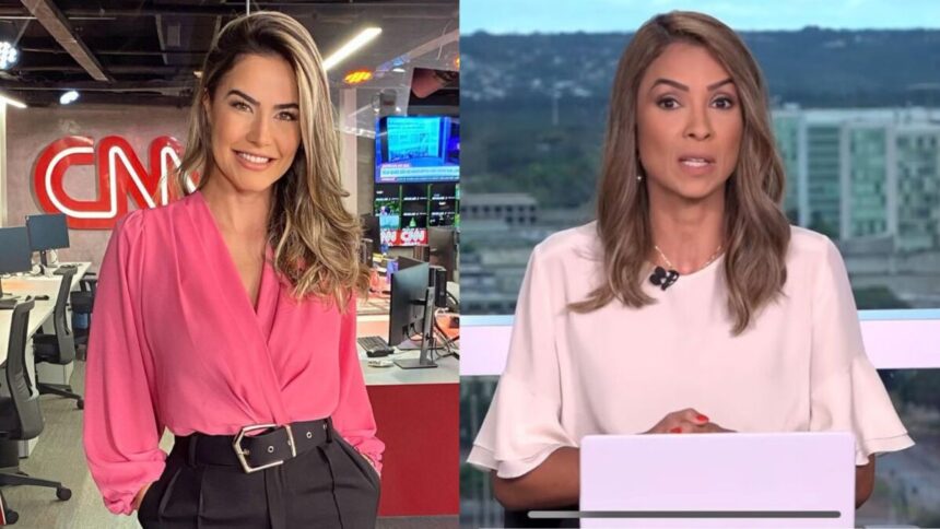 Larissa Alvarenga e Rachel Vargas em uma montagem. Ambas nos estúdios da CNN Brasil em Brasília