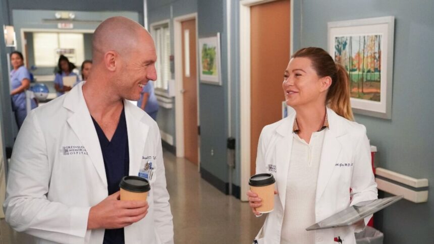 Michael Flood e Ellen Pompeo em cena de Grey's Anatomy