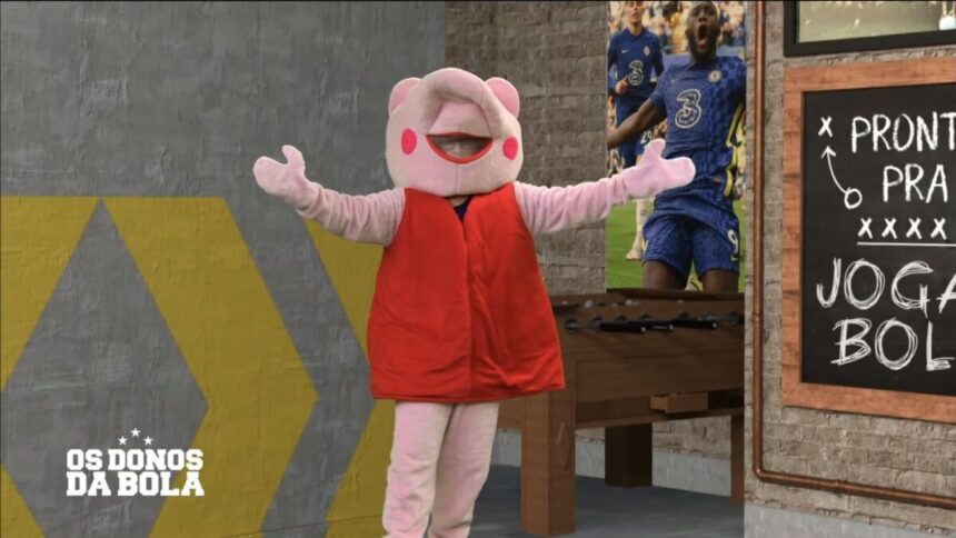 Neto vestido de Peppa Pig em Os Donos da Bola