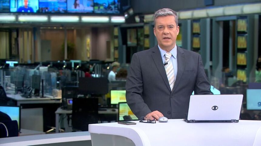 Roberto Kovalick durante a edição de 12 de fevereiro do Jornal Hoje