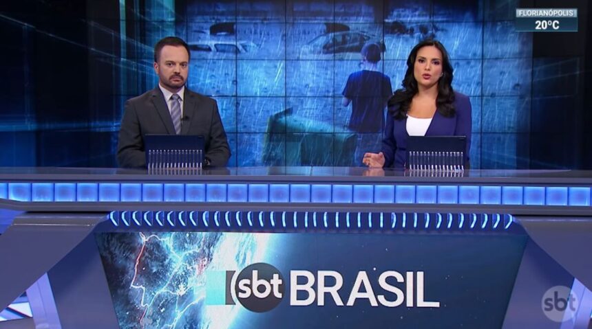 Marcelo Torres e Márcia Dantas na bancada do SBT Brasil