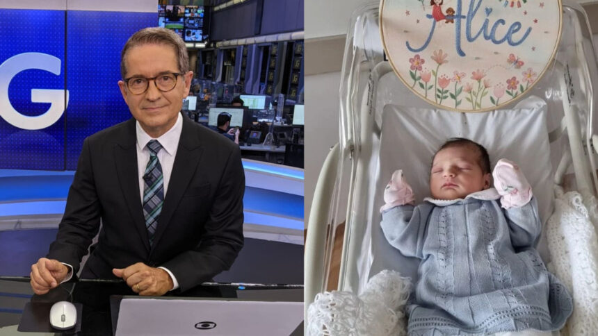 Carlos Tramontina (nos estúdios do Jornal da Globo) em montagem com foto da netinha