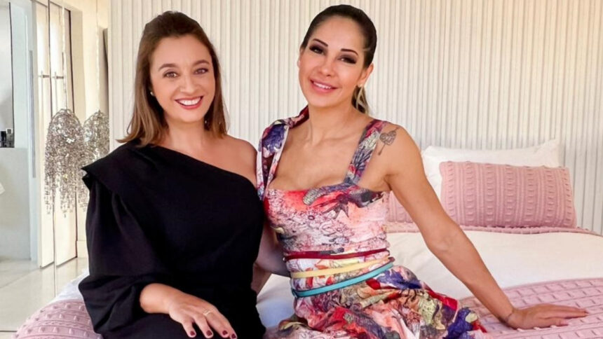 Catia Fonseca e Maíra Cardi nos bastidores da entrevista para o Melhor da Tarde