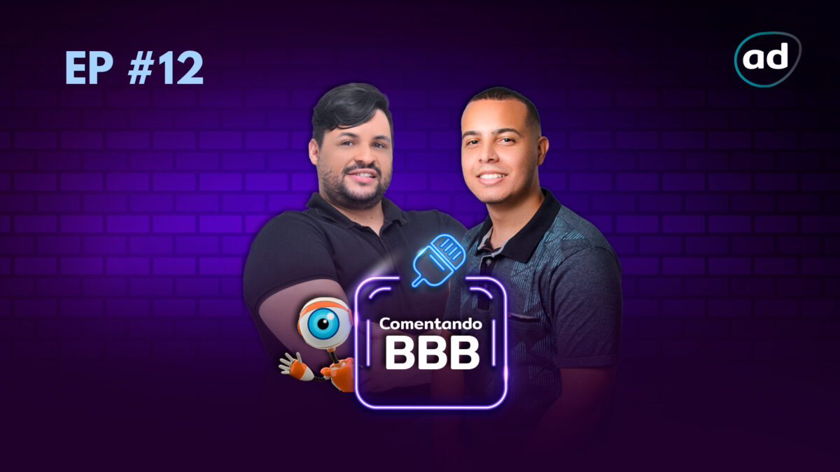 Berg Araújo e Matheus Canil na capa do 12 episódio do Podcast Comentando BBB do Portal Alta Definição