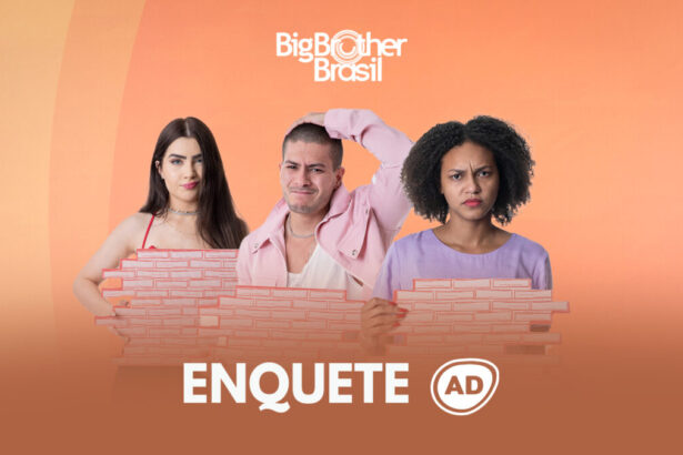 Arte da enquete do sétimo Paredão do BBB 22 com Jade, Arthur e Jessilane