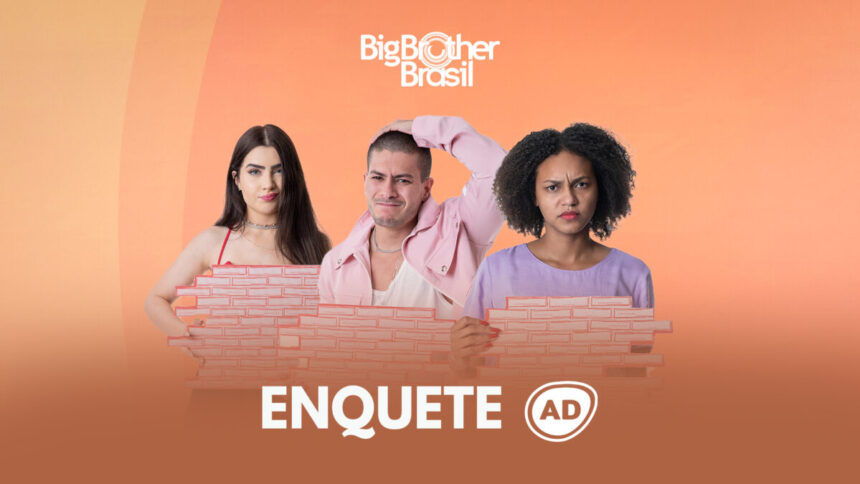 Arte da enquete do sétimo Paredão do BBB 22 com Jade, Arthur e Jessilane