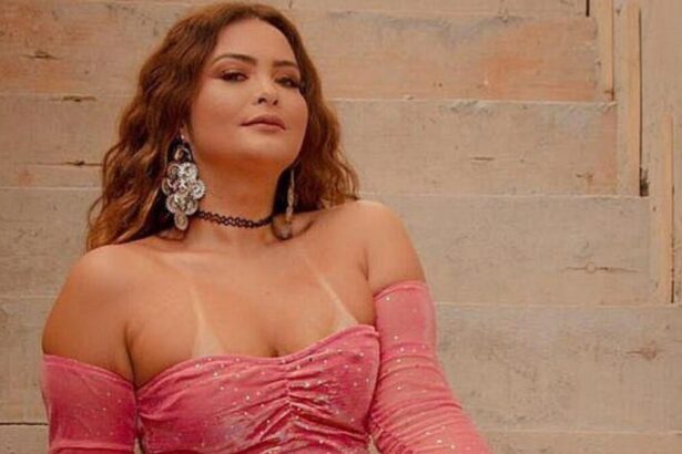 Geisy Arruda posa com vestido rosa