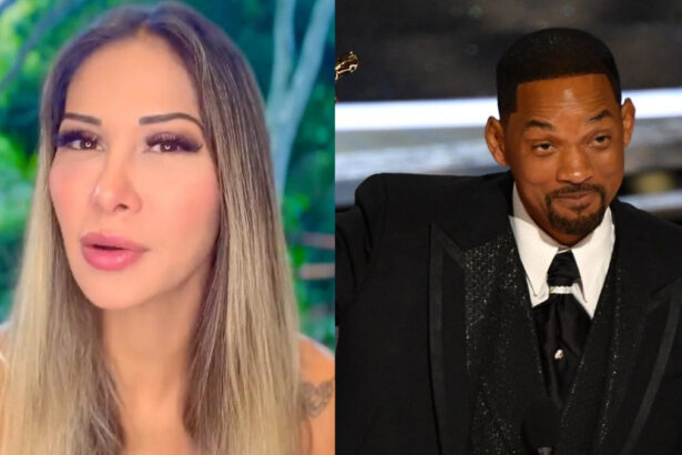 Maíra Cardi e Will Smith em uma monatagem