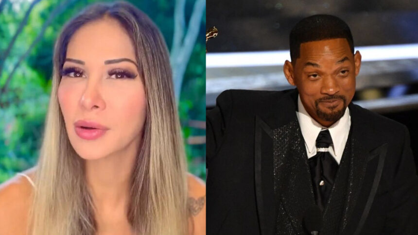 Maíra Cardi e Will Smith em uma monatagem