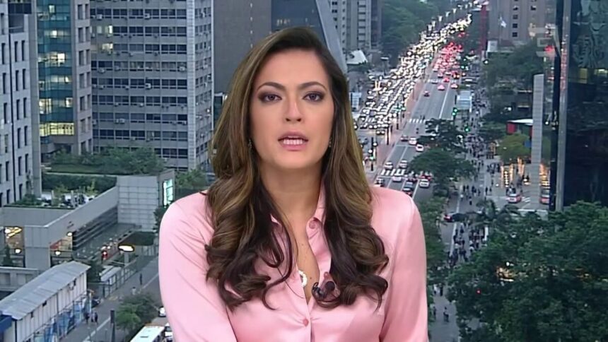 Stella Gontijo nos estúdios do Jornal da Gazeta