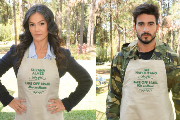 Suzana Alves e Gui Napolitano no jardim do Bake Off