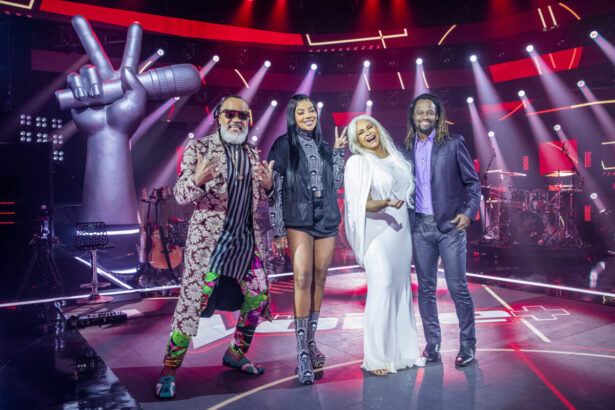 Carlinhos Brown, Ludmilla, Fafá de Belém e Toni Garrido no palco do The Voice+