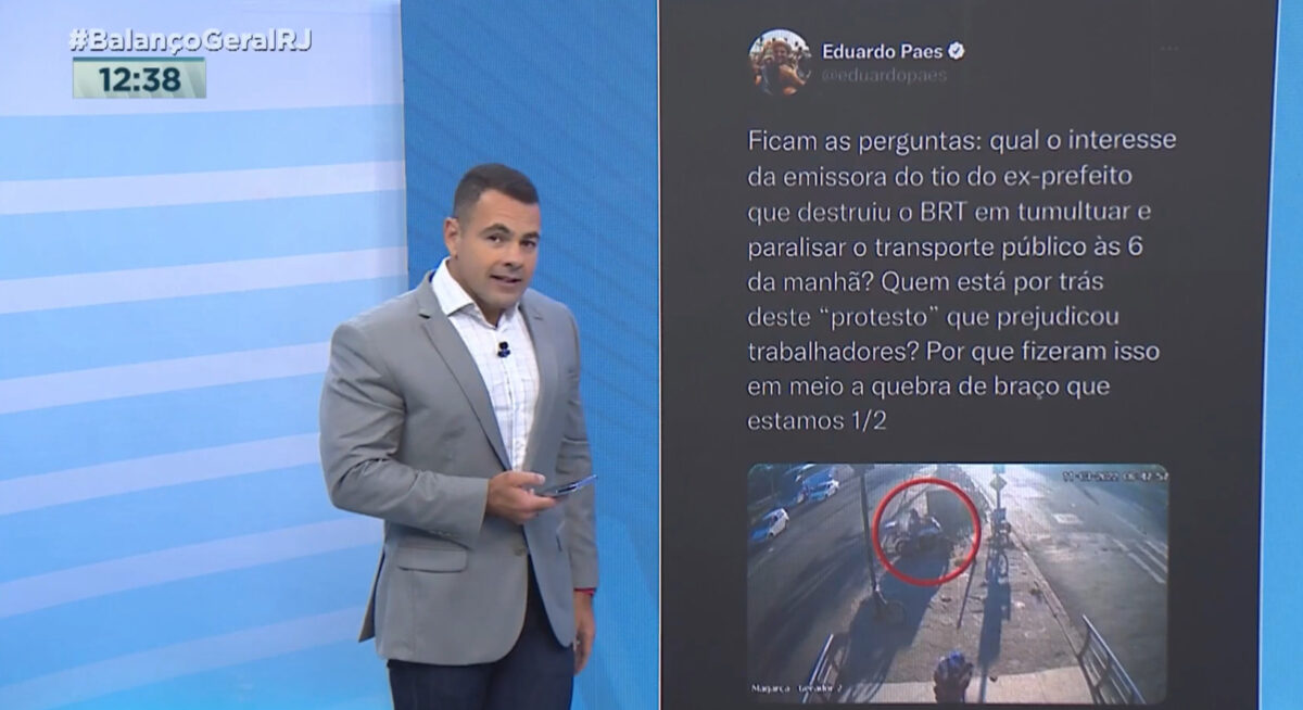 Tino Junior em trecho do Balanço Geral RJ - edição de 11 de março