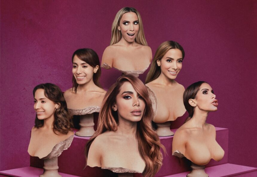 Anitta em diversas facetas na capa de Versions Of Me