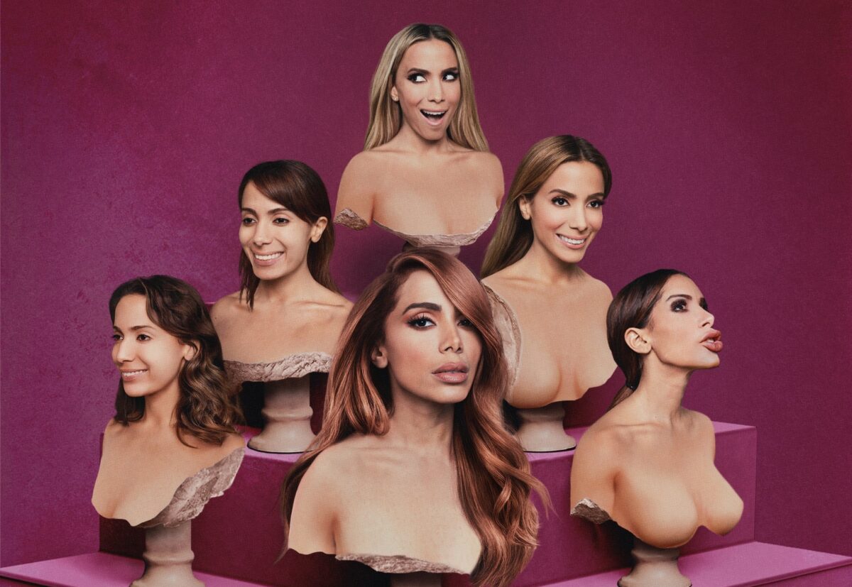 Anitta em diversas facetas na capa de Versions Of Me