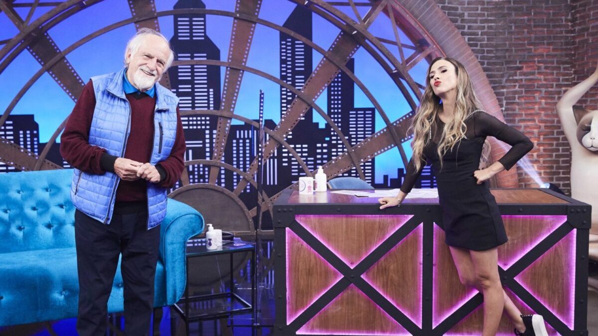 Ary Fontoura e Tatá Werneck nos estúdios do Lady Night