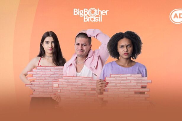 Jade, Arthur e Jessilane segurando uma parede em relação ao paredão do BBB 22.