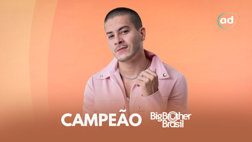 Arte gráfica com Arthur Aguiar como campeão do BBB 22