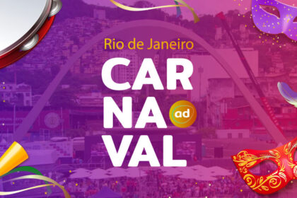 Arte gráfica com o logo do Carnaval do Rio de Janeiro 2022 no Portal Alta Definição