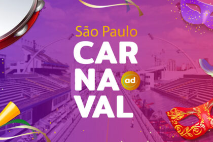 Arte gráfica com o logo do carnaval de São Paulo 2022 no Portal Alta Definição