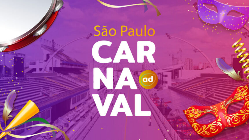 Arte gráfica com o logo do carnaval de São Paulo 2022 no Portal Alta Definição