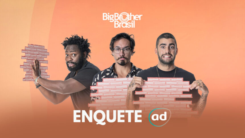 Arte gráfica do Paredão do BBB 22 com Douglas Silva, Eliezer e Pedro Scooby
