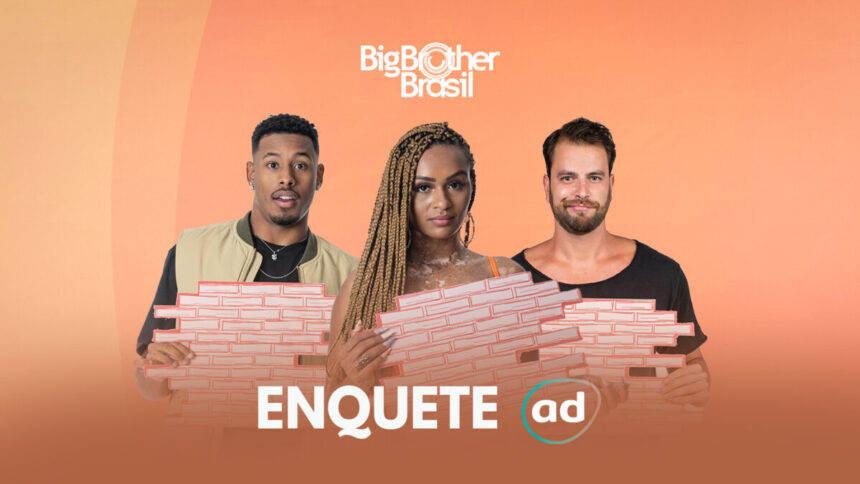 Montagem de fotos com Paulo André, Natália e Gustavo no Paredão do BBB 22