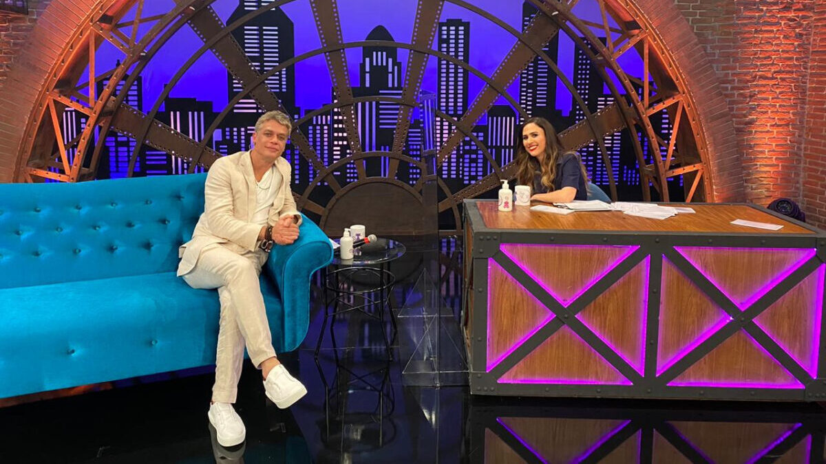 Fabio Assunção e Tatá Werneck durante entrevista para o Lady Night