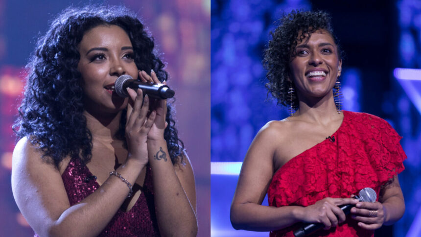 Lia Lira e Hilda Maria em uma montagem. Ambas se apresentando na estreia do Canta Comigo