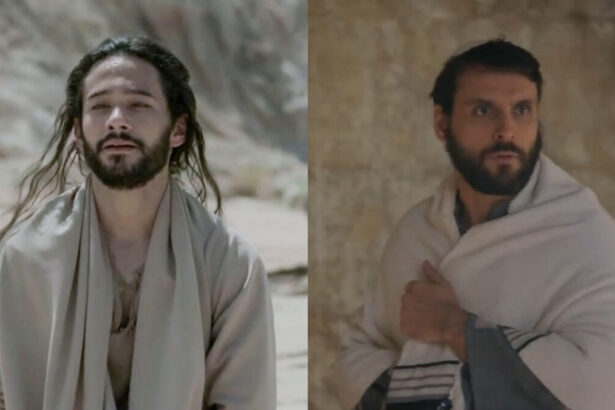 Rafael Gevú (como Samuel em cena de Reis) em montagem como Felipe Cunha (em cena de Jesus)