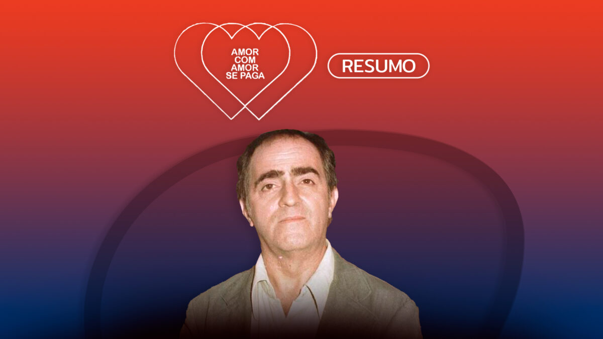Arte gráfica do resumo semanal da novela Amor com Amor se Paga no canal Viva