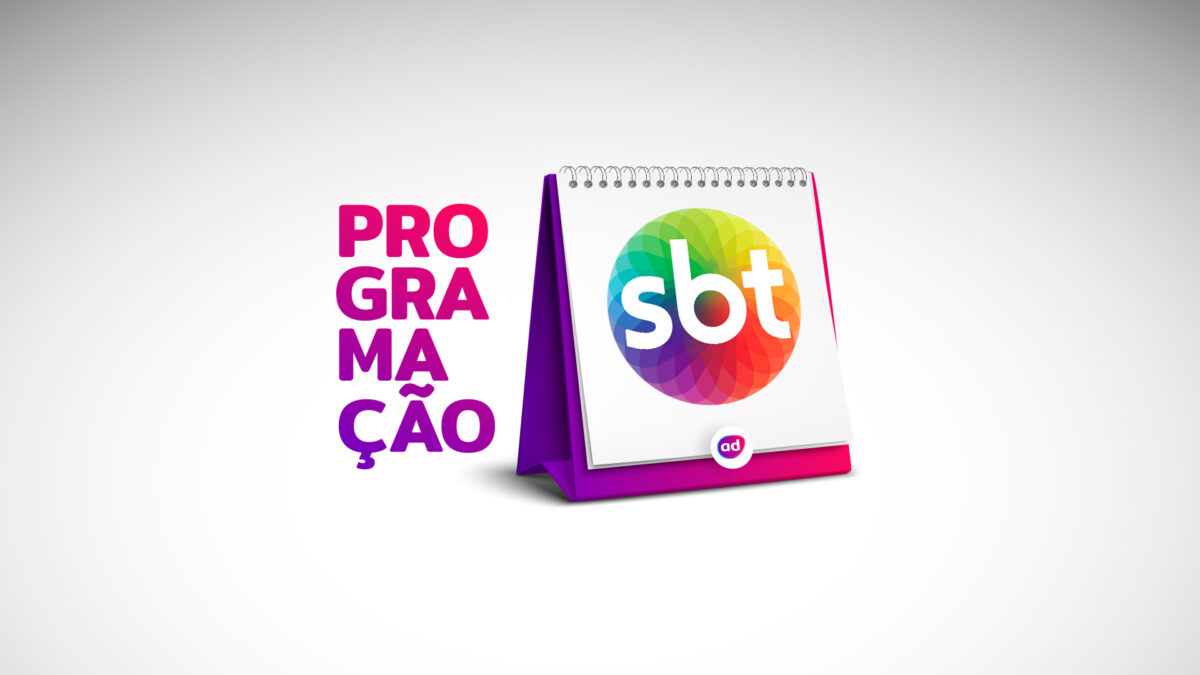 Arte gráfica com o nome programação e o logo do SBT