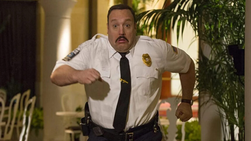 Kevin James em trecho do filme Segurança de Shopping 2, exibido pela Record TV