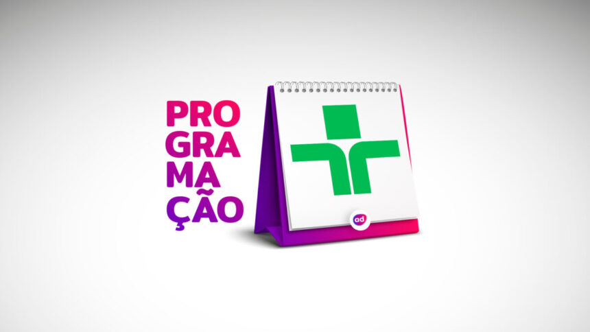 Arte gráfica da programação da TV Cultura, com o logo da emissora em cima de um calendário