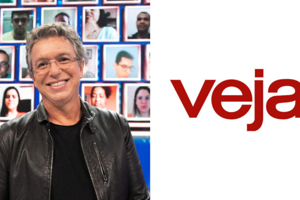 Montagem de Boninho ao lado do logo da revista Veja