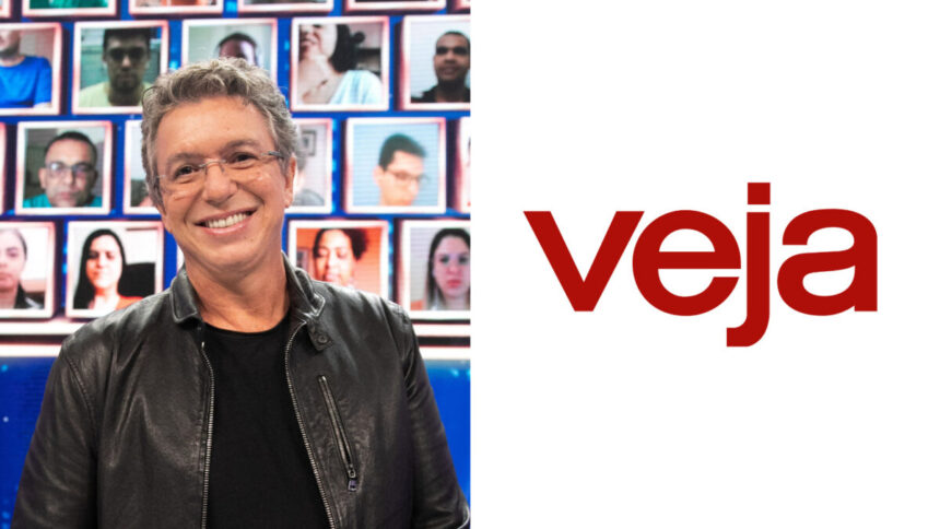 Montagem de Boninho ao lado do logo da revista Veja