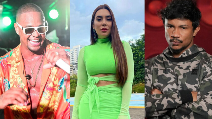 Montagem com Leo Santana, Naiara Azevedo e Xamã que participarão da Grande Final do BBB 22