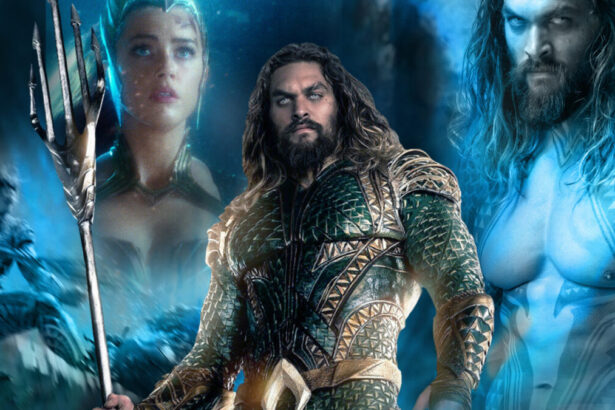 Jason Momoa no pôster de divulgação do filme Aquaman