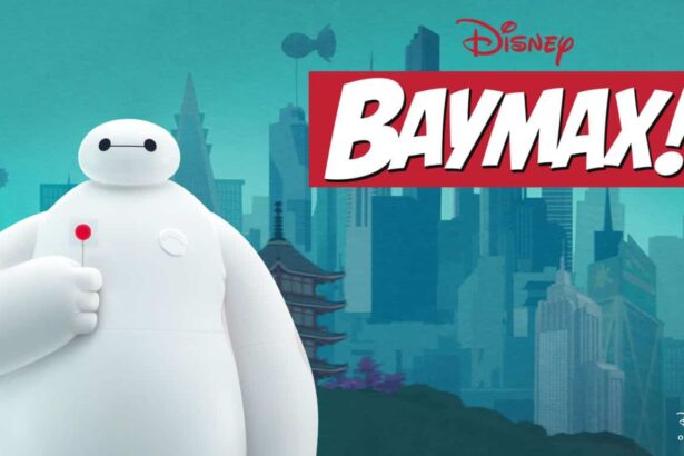 Baymax segura uma rosa nas mãos