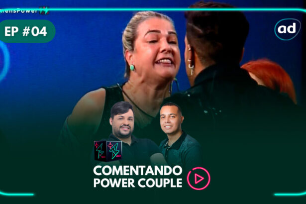 Capa do quarto episódio do podcast Comentando Power Couple com Andreia discutindo com Brenda e Matheus