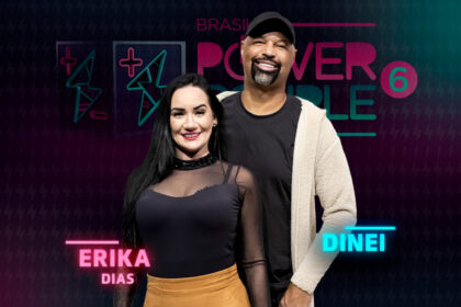 Erika e Dinei na divulgação do Power Couple Brasil 6