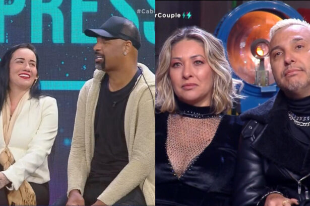 Montagem com Erika e Dinei na Cabine de Descompressão e Baronesa e Rogério no estúdio do Power Couple Brasil