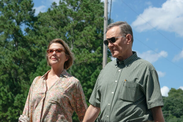 Bryan Cranston e Annette Bening de mãos dadas em cena de JERRY & MARGE GO LARGE