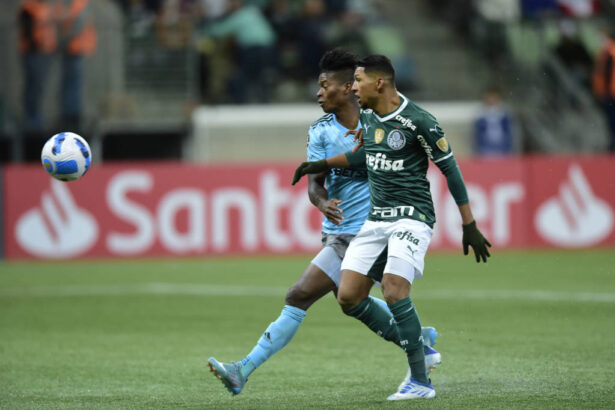 Rony em campo com a camisa do Palmeiras, em jogo pela Libertadores