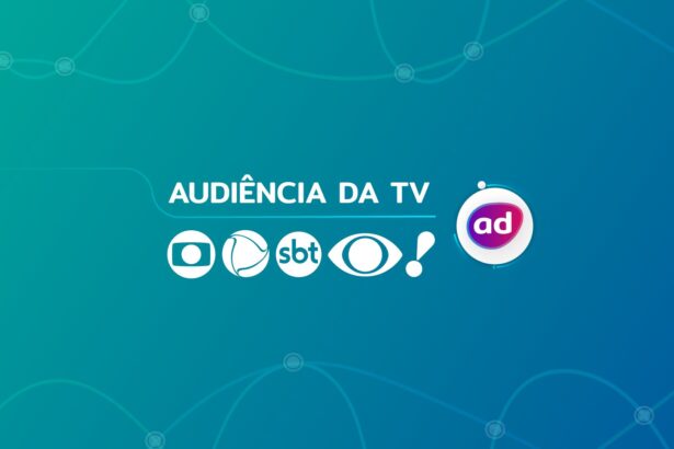 Logo das emissoras TV Globo, Record TV, SBT, Band e RedeTV na arte de divulgação dos dados de audiência da TV, os consolidados, junto ao logo do Portal Alta Definição