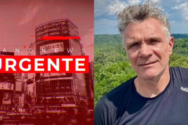 Logo de urgente da BandNews TV em montagem com Dom Phillips